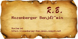 Rozenberger Benjámin névjegykártya